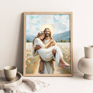In His Arms, Christian art, Jesus Heals a Girl Poster