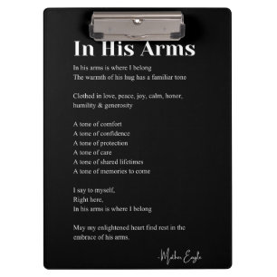 In His Arms Love Poem Wall Art Decor Poster Clipboard