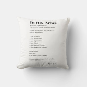 In his arms poem poetry decor cushion