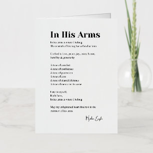 In his arms poem poetry foil greeting card
