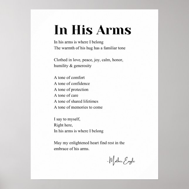 In his arms poem poetry poster wall art decor  (Front)
