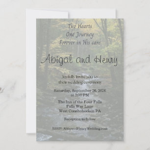 In His Care Forest Photo Wedding Invitation