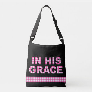 In His Grace Black Pink & Plaid Christian Tote