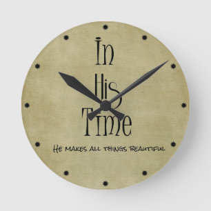 In His time Bible Verse Round Clock