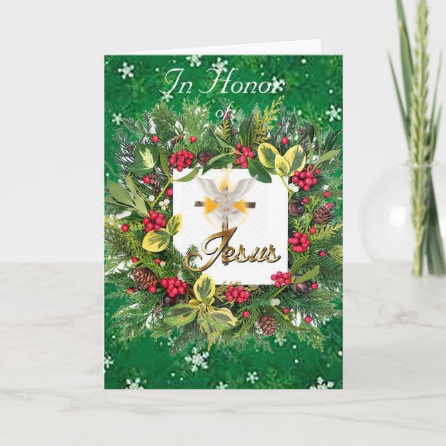 In Honour of Jesus Holiday Christmas Card (Front)
