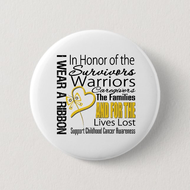 In Honour Tribute Collage Childhood Cancer 6 Cm Round Badge (Front)