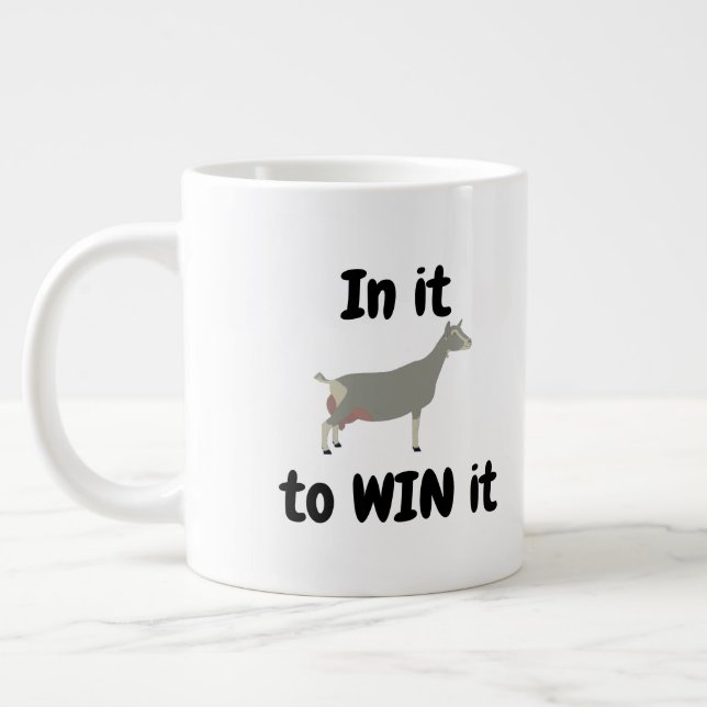 In it to WIN it - Toggenburg Dairy Goat Large Coffee Mug (Left)