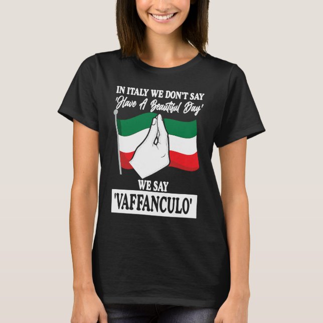 in Italy we don't say have a beautiful day Italy V T-Shirt (Front)