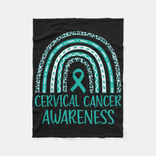 In January We Wear Teal And White Cervical Cancer  Fleece Blanket