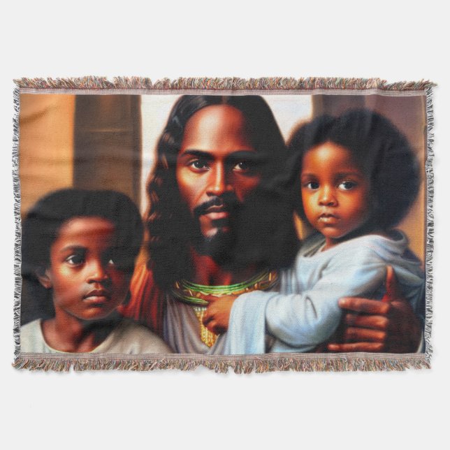 In Jesus Loving Arms Art Throw Blanket (Front)