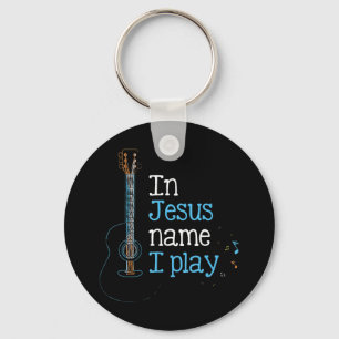 In Jesus Name i Play Guitar Christian Vintage Guit Key Ring