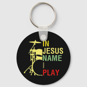 In Jesus Name I Play Vintage Drum T-ShirtVintage R Key Ring