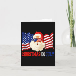 In July Hawaiian Santa American Pride 4th July Card
