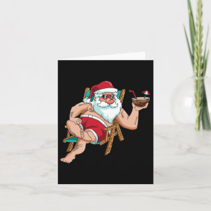 In July Santa On Beach Independence Day Summer Card