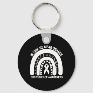 In June We Wear Orange Awareness Rainbow Key Ring