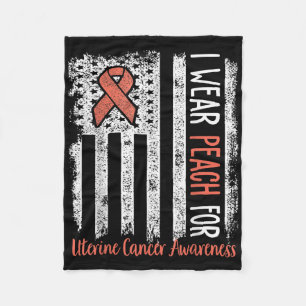 In June We Wear Peach For Uterine Cancer Awareness Fleece Blanket