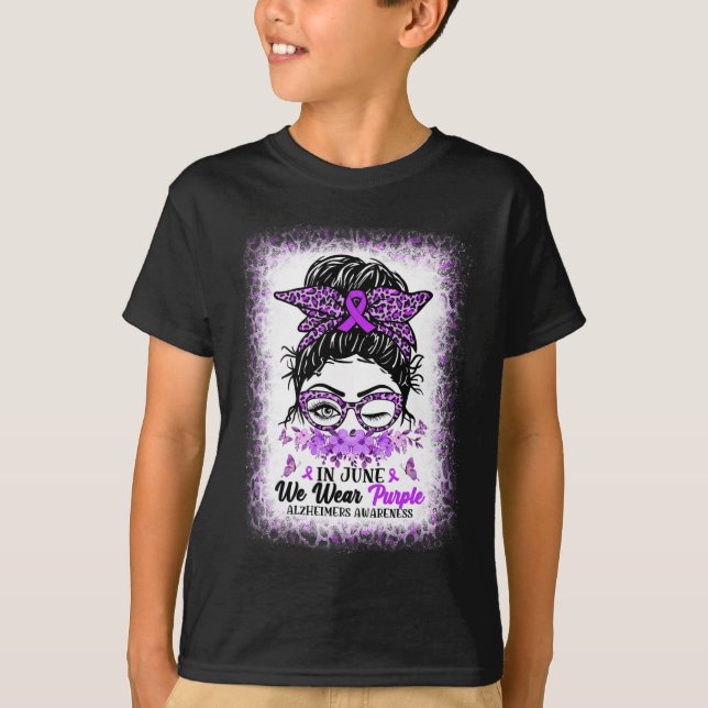 In June We Wear Purple Alzheimer Awareness Messy B T-Shirt (Front)