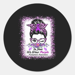 In June We Wear Purple Heimerheimer Awareness Mess Classic Round Sticker