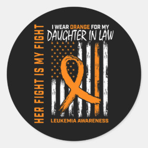 In Law Leukaemia Cancer Awareness American Flag Classic Round Sticker