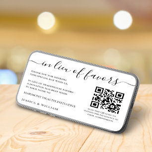In Lieu of Favors For Wedding Charity With QR Code Card