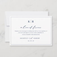 In Lieu of Favours Card Thank You Charity Note