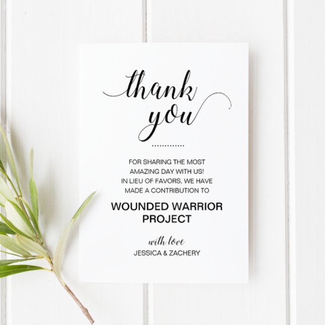 In Lieu Of Favours Charity Donate Thank You Weddin Place Card (Creator Uploaded)