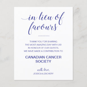 In Lieu Of Favours Charity Donation Blue Wedding