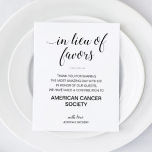 In Lieu Of Favours Charity Donation Wedding
