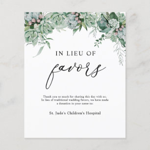 In Lieu of Favours Donation Sign