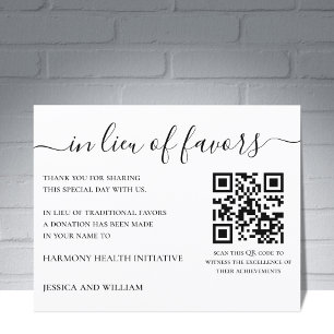 In Lieu of Favours For Wedding Charity With QR Cod