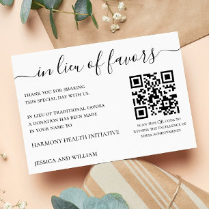 In Lieu of Favours For Wedding Charity With QR Cod Enclosure Card