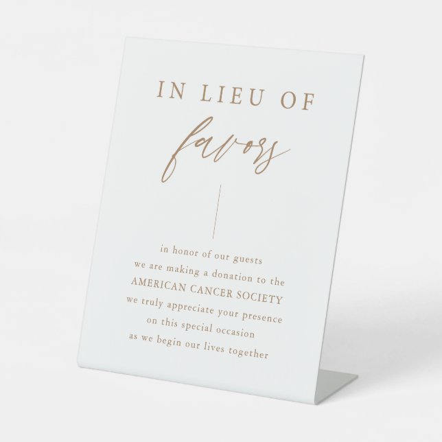 In Lieu Of Favours Gold Wedding Donation Sign (Front)
