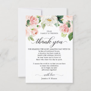 In Lieu of Favours Thank You Place Card Blush