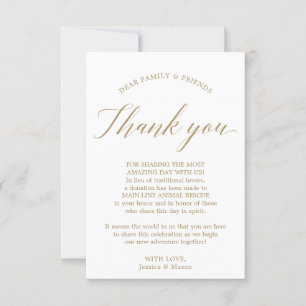In Lieu of Favours Thank You Place Card Gold