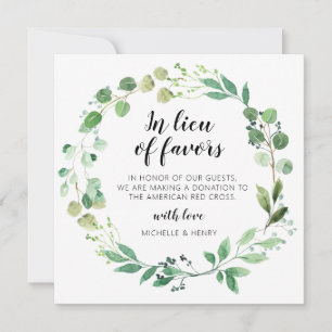 In Lieu of Favours Wedding Donation Sign Invitation