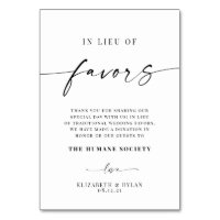 In Lieu Of Favours Wedding Table Card