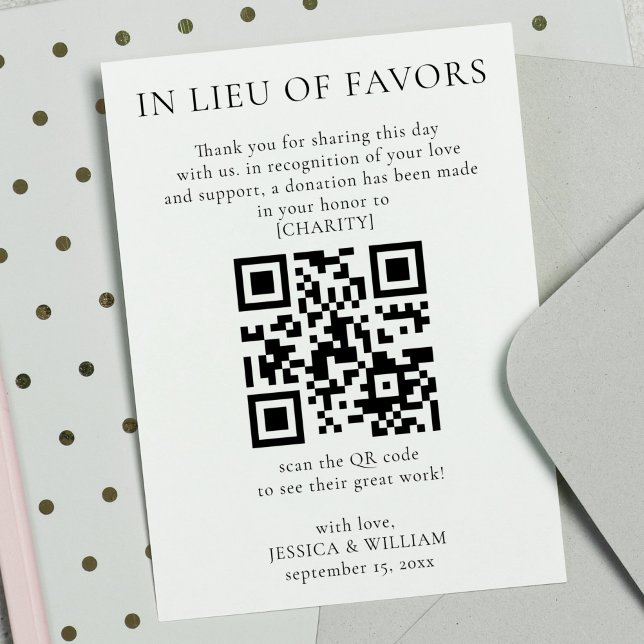 In Lieu of Favours With QR Code For Wedding Charit Card (Creator Uploaded)