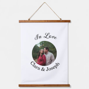 In love couple circular photo name wedding romanti hanging tapestry