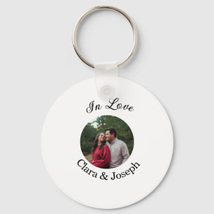 In love couple circular photo name wedding romanti key ring