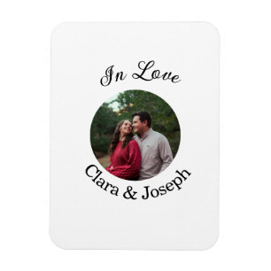 In love couple circular photo name wedding romanti magnet