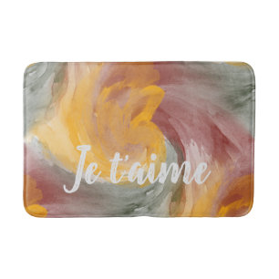 In Love French Autumn Watercolor Paint Swirls Bath Mat