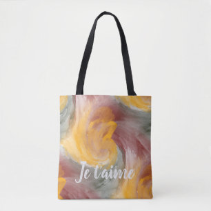 In Love French Autumn Watercolor Paint Swirls Tote Bag