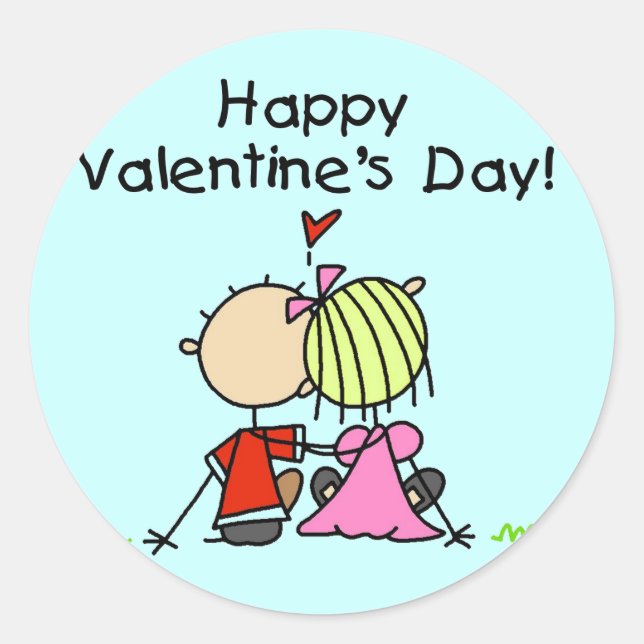 In Love Happy Valentine's Day Classic Round Sticker (Front)