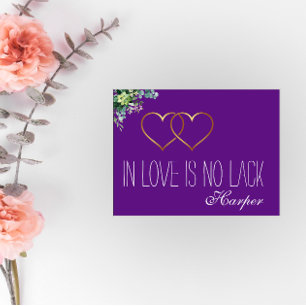 In love is gold heart love purple holiday postcard