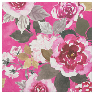 IN LOVE Large Scale Hot Pink Rose Floral Fabric