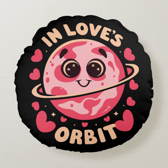  In Love Orbit Round Cushion (Front)