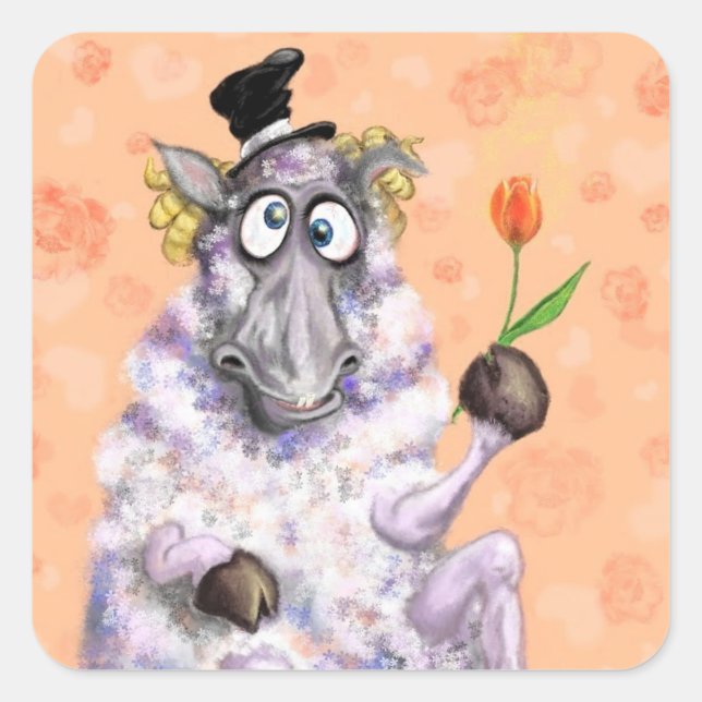 In Love Ram - Romantic - Add Your Text / Name Square Sticker (Front)