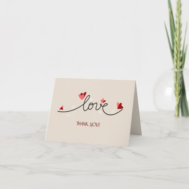 In Love Simple Elegant Text Thank You Card (Front)