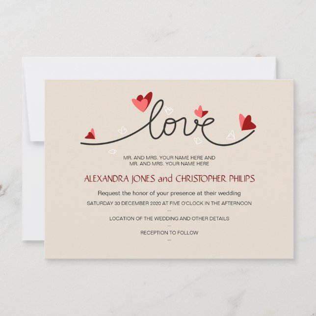 In Love Simple Elegant Text Wedding Invitation (Front)