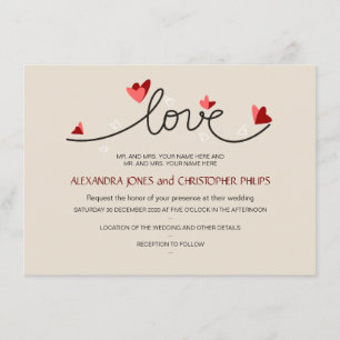In Love Simple Elegant Text Wedding Invitation